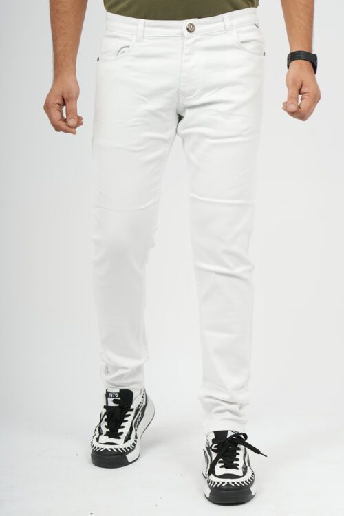 Men Skinny Fit White Jeans