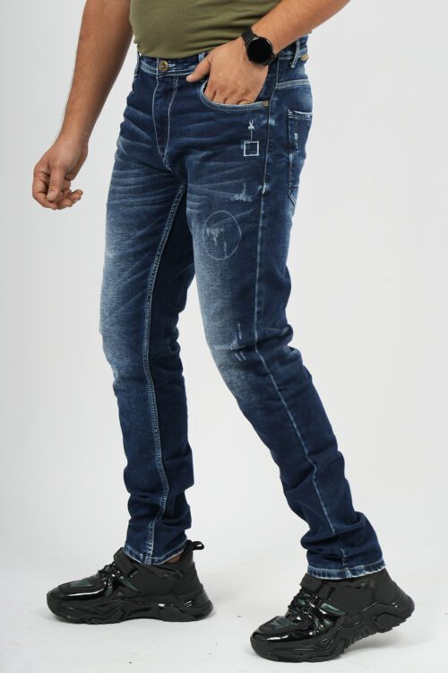 Men Skinny Fit Dark Blue Denim Jeans