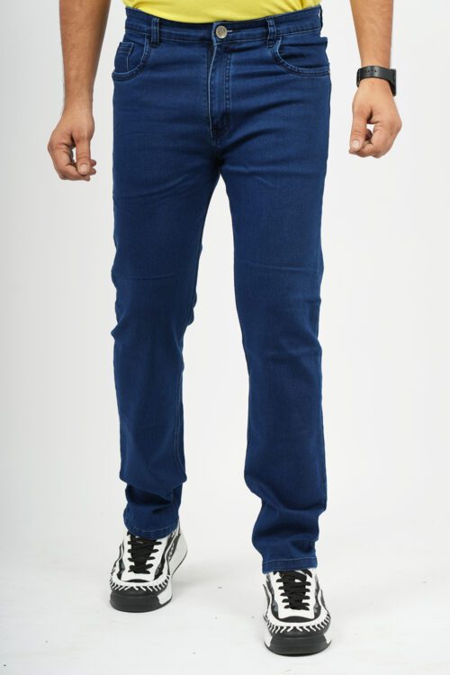 Men Regular Fit Blue Silky Lycra Jeans