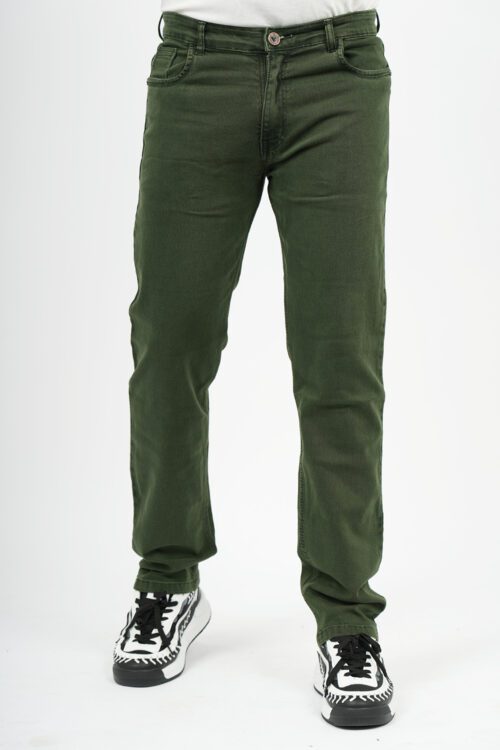 Men Regular Fit Green Silky Lycra Jeans
