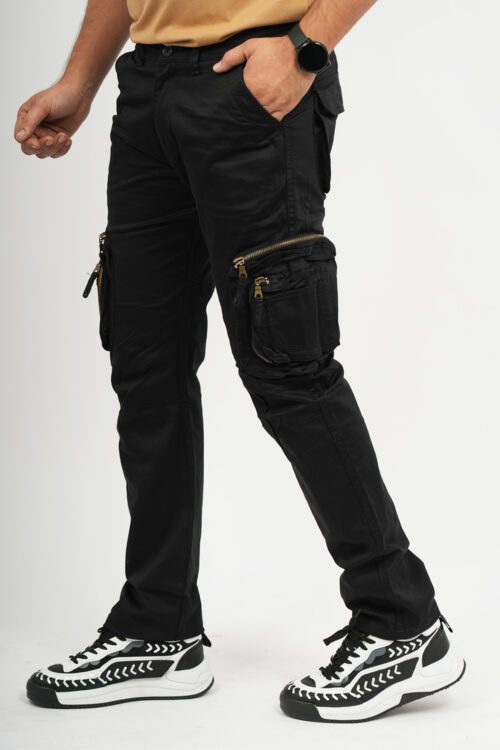 Men Black Cargo Jeans