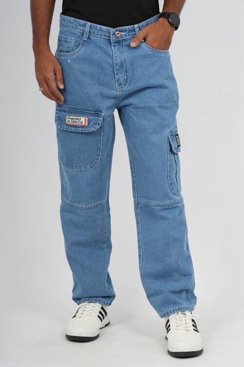 Blue Relaxed Fit 6 Pocket Denim Jeans